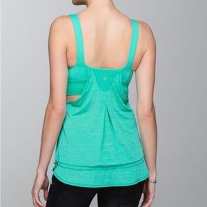 EUC Lululemon 2 in 1 Run Time Tank Top • Heathered Toothpaste Mint • US 4